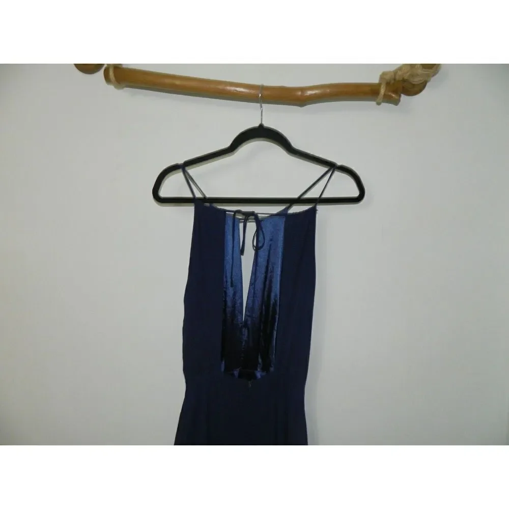 Lulu's Dress Blue Aim for Amour Navy Blue Halter‎ Neck Chiffon Maxi Dress Small